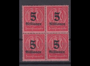 Deutsches Reich Dienst D 98 4er Block 5 Mio M auf 100 M postfrisch