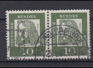 Bund 350x waagerechtes Paar Bedeutende Deutsche 10 Pf gestempelt /4