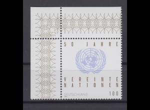 Bund 1804 Eckrand links oben 50 Jahre Vereinte Nation 100 Pf postfrisch