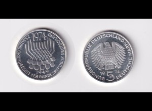 Silbermünze 5 DM 1974 F 25 Jahre Grundgesetz polierte Platte 