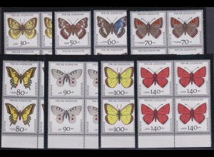 Bund 1512-1519 mit Unterrand 4er Block Schmetterlinge kompl. Satz postfrisch