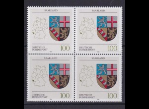 Bund 1712 4er Block Wappen Länder der BRD Saarland 100 Pf postfrisch