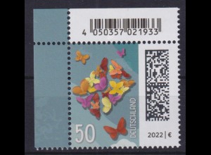 Bund 3714 EAN-Code Eckrand links oben Schmetterlingsbrief 50 C postfrisch