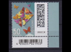 Bund 3714 EAN-Code Eckrand rechts unten Schmetterlingsbrief 50 C postfrisch