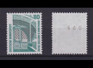 Bund 1342 v RM mit gerader Nummer SWK 80 Pf postfrisch weiße Gummierung