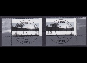 Bund 2920 Eckrand links+rechts unten Trauermarke Landschaft ESST Berlin+Bonn