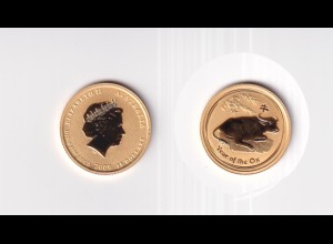 Goldmünze Australien 1/10 Unze Jahr des Ochsen Lunar 15 Dollar 2009 in Kapsel