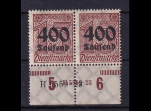 Deutsches Reich Dienst D 94 Unterrand Paar 400 mit HAN Tsd M auf 15 Pf **3