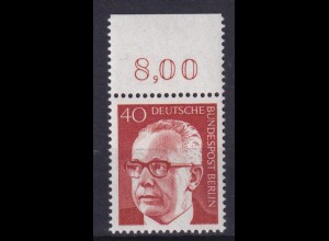 Berlin 364 mit Oberrand Dr. Gustav Heinemann 40 Pf postfrisch