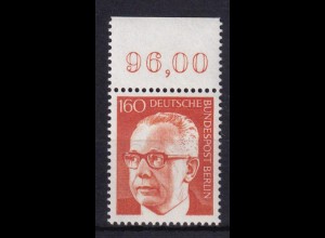 Berlin 396 mit Oberrand Dr. Gustav Heinemann 160 Pf postfrisch