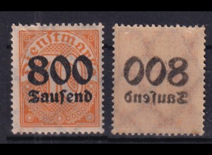 Dt. Reich Dienst D 95 Einzelmarke 800 Tsd (M) postfrisch mit Abklatsch