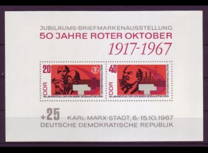 DDR Block 26 50 Jahre Roter Oktober Chemnitz 20 + 40 Pf postfrisch