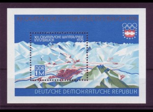 DDR Block 43 XII. Olympische Winterspiele Innsbruck 1976 1 M postfrisch