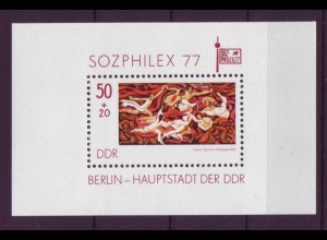 DDR Block 48 Briefmarkenausstellung SOZPHILEX `77 Berlin 50 + 20 Pf postfrisch