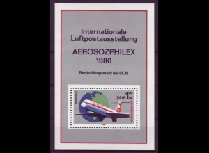 DDR Block 59 Internationale Luftpostausstellung 1980 1 M postfrisch