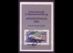 DDR Block 59 Internationale Luftpostausstellung 1980 1 M mit Ersttagsstempel