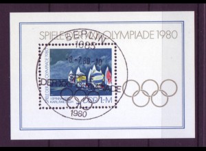 DDR Block 60 Spiele der XXII. Olympiade 1980 1 M mit Ersttagsstempel
