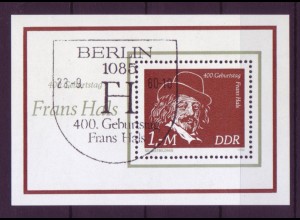 DDR Block 61 400. Geburtstag von Frans Hals 1 M mit Ersttagsstempel