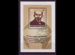 DDR Block 87 100 Jahre Esperanto 85 Pf postfrisch