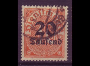 Deutsches Reich Dienst D 90 Einzelmarke 20 Tsd (M) auf 30 Pf gestempelt /1
