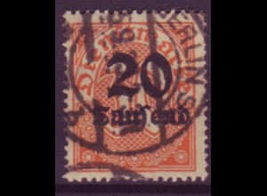 Deutsches Reich Dienst D 90 Einzelmarke 20 Tsd (M) auf 30 Pf gestempelt /2