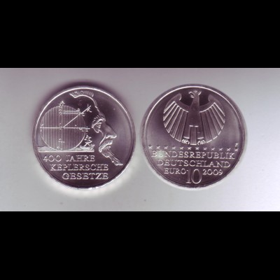 Silbermünze 10 Euro stempelglanz 2009 400 Jahre Keplersche Gesetze 