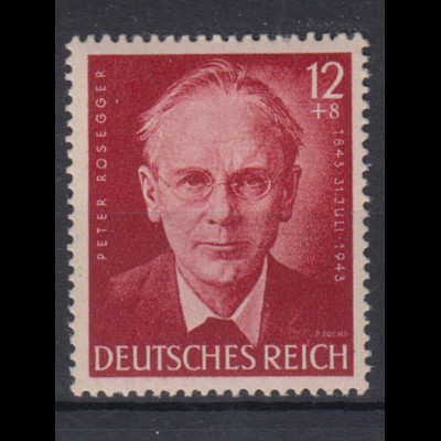 Deutsches Reich 856 100. Geburtstag Peter Rosegger 12+ 8 Pf postfrisch