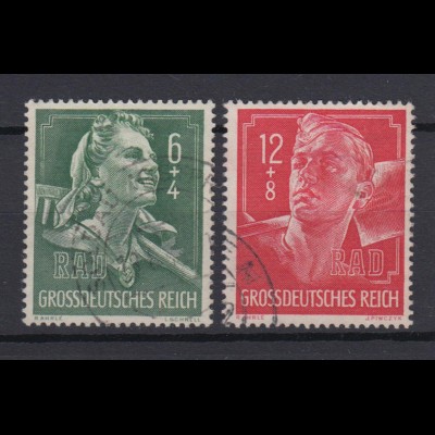 Deutsches Reich 894-895 Reichsarbeitsdienst 6+ 4 + 12+ 8 Pf gestempelt /2