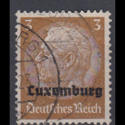 Luxemburg 1 Hindenburg mit waagerechtem Aufdruck 3 Pf gestempelt /2