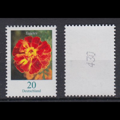 Bund 2471 RM mit gerader kleiner Nummer Blumen Tagetes 20 Cent postfrisch