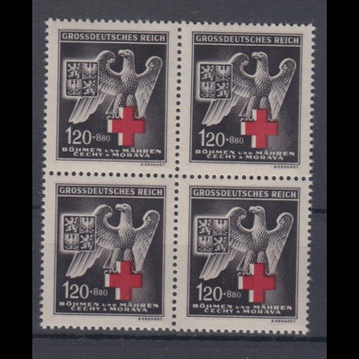 Böhmen + Mähren 132 4er Block Rotes Kreuz 120 H + 880 H postfrisch