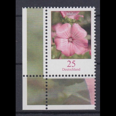 Bund 2462 Eckrand links unten Blumen Bechermalve 25 Cent postfrisch