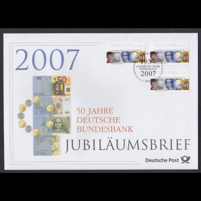 Bund Jubiläumsbrief 2007 Mi.Nr. 2618 ESST 50. Jahre Deutsche Bundesbank