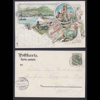 Ansichtskarte Gruss vom Drachenfels gestempelt Mehlem 1903