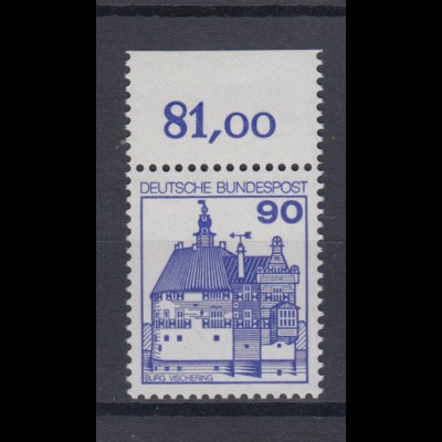 Bund 997 mit Oberrand Burgen + Schlösser 90 Pf postfrisch