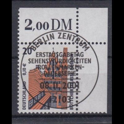Bund 2224 Eckrand rechts oben SWK 20 Pf/0,10 € mit ESST Berlin