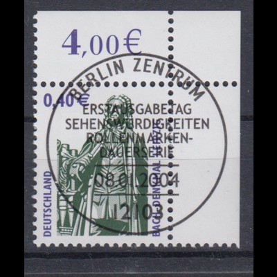 Bund 2375 Eckrand rechts oben SWK 40 Cent mit ESST Berlin
