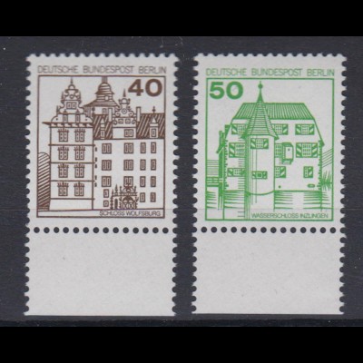 Berlin 614-615 mit Unterrand Burgen + Schlösser 40 Pf + 50 Pf postfrisch