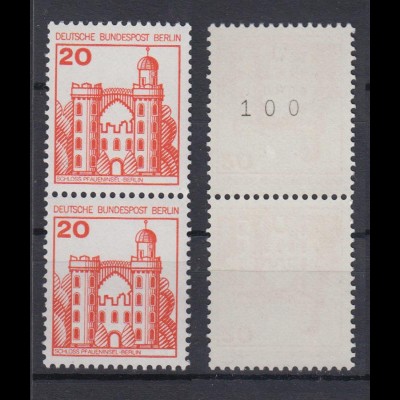 Berlin 533 RM mit gerader Nr. senkrechtes Paar Burgen + Schlösser 20 Pf **
