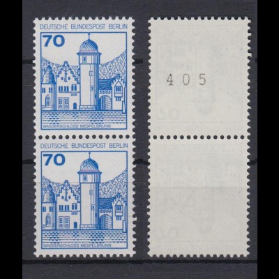 Berlin 538 RM mit ungerader Nr. senkrechtes Paar Burgen+Schlösser 70 Pf **