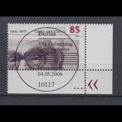 Bund 2538 Eckrand rechts unten 100. Geburtstag Gerd Bucerius 85 C ESST Berlin