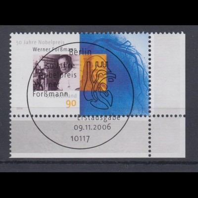 Bund 2573 Eckrand rechts unten 50 Jahre Nobelpreis W. Forßmann 90 C ESST Berlin