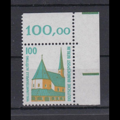 Berlin 834 A Eckrand rechts oben SWK 100 Pf postfrisch