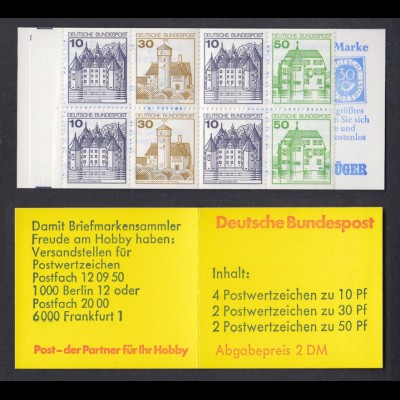 Bund Markenheftchen 22 I f RZ 1 Burgen + Schlösser 1980 postfrisch