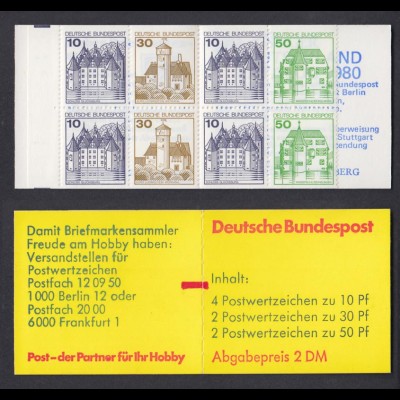 Bund Markenheftchen 22 I c ZB Burgen + Schlösser 1980 postfrisch 