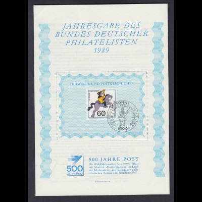 Bund 1437 Jahresgabe des Bundes Deutscher Philatelisten 1989 ESST Bonn