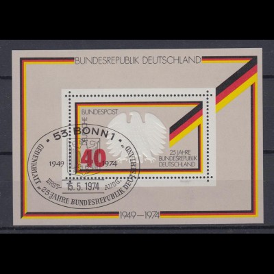 Bund Block 10 25 Jahre Bundesrepublik Deutschland 40 Pf ESST Bonn