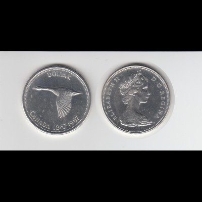 Silbermünze Kanada 1 Dollar 1967 Wildgans stempelglanz