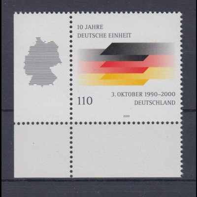 Bund 2142 Eckrand links unten 10 Jahre Deutsche Einheit 110 Pf postfrisch
