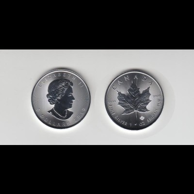 Silbermünze 1 OZ Kanada 5 Dollar 2019 Maple Leaf